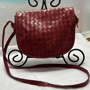 Bottega Veneta Red Crossbody Bag with Woven Design